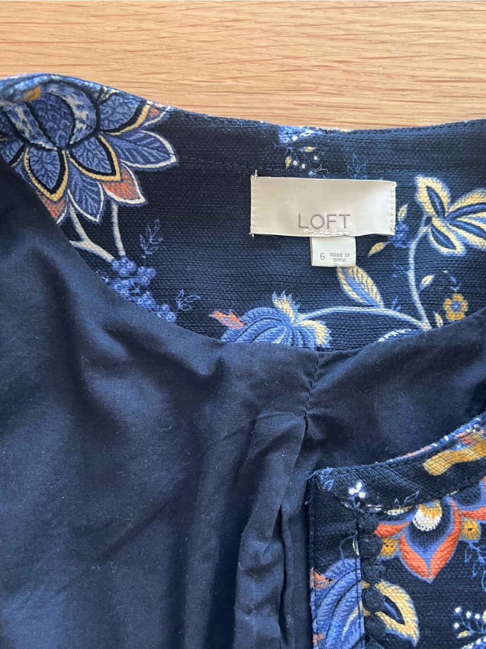 LOFT Navy Floral Embroidered Blazer - Picture 8 of 10